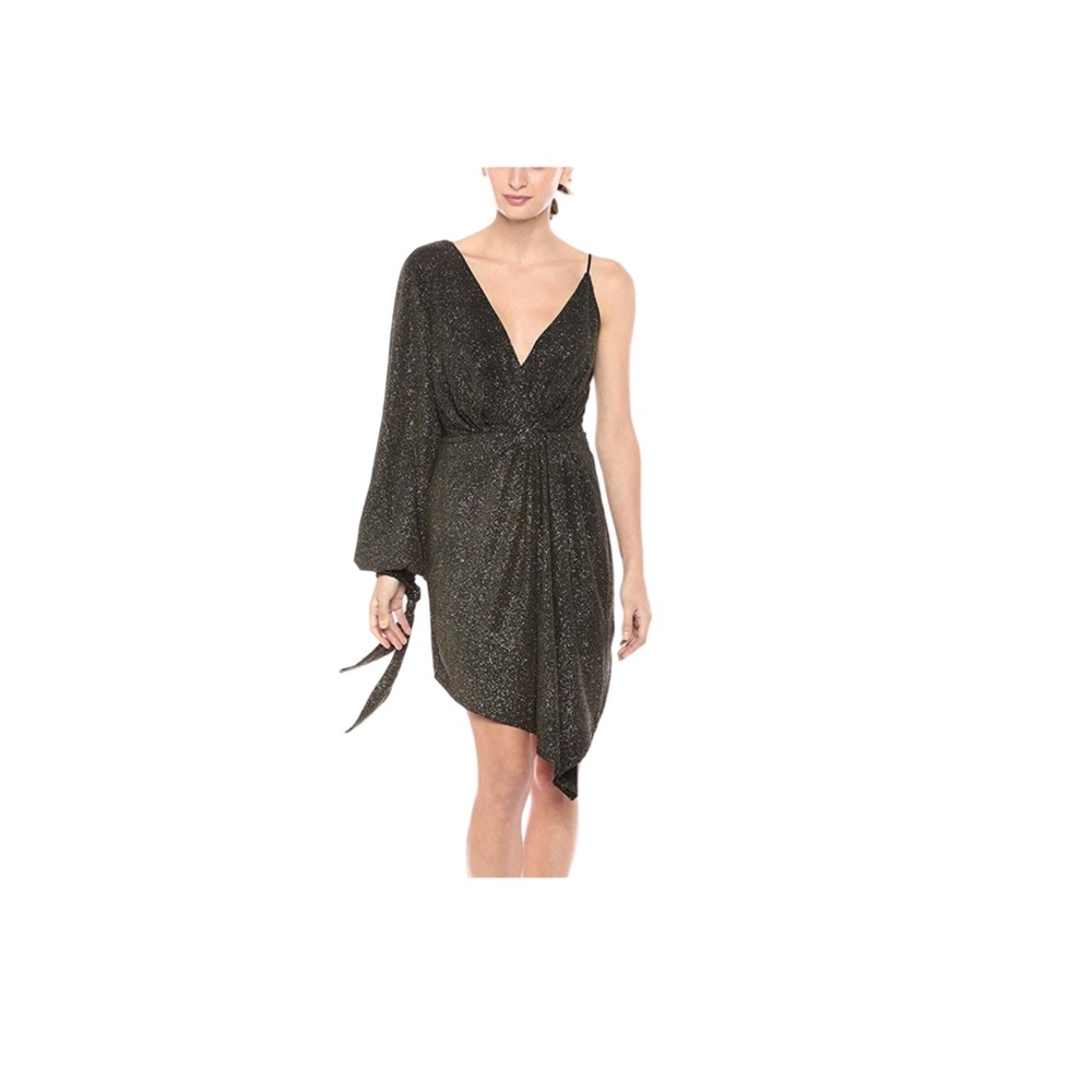C/MEO Collective Elegant Black One-Shoulder Dress M NWT